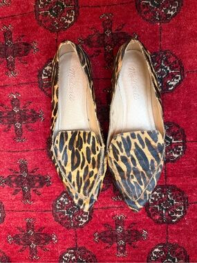 Madewell Calf- Hair Leopard-Print Pointed Slip-On Flats in Black and Brown